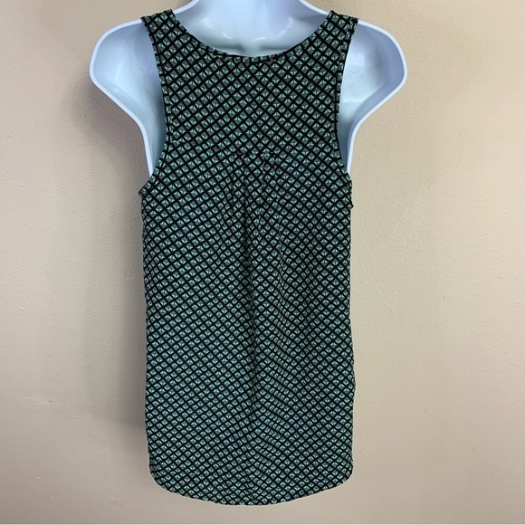 XS Pleione Black Teal Geometric Print Blouse Sleeveless Extra Small 0 2 Tribal - Picture 5 of 9